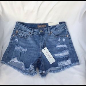 Just USA Mid Rise Super Destroyed Denim Shorts